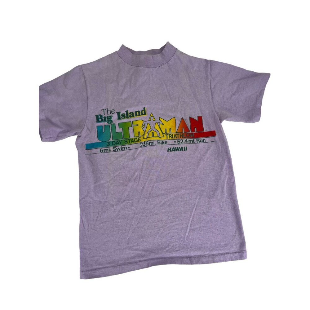 The Big Island Ultraman 3 Day Triathlon Hawaii Graphic T-Shirt Sz S Vintage 80s